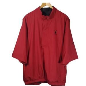 DryJoys FootJoy Red 1/4-Zip Short Sleeve Golf Windbreaker Pullover Jacket SZ XL